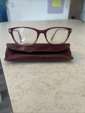 Coach Maroon Cat-Eye Glasses with Gold Temples